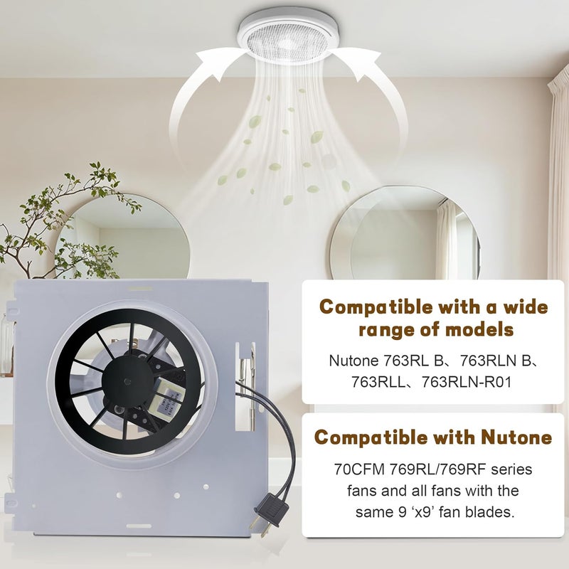 Techni Edge 763RL B 50CFM Fan, Nutone 763RL B, 763RLN B, 763RLL, 763RLN-R01 70CFM 769RL/769RF S0503B000 Fan Compatible. Pure Copper Motor - Image 4